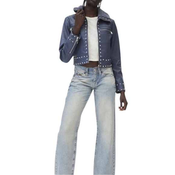 Silence + Noise Studded Faux Leather Jacket / studded Moto NWT - Picture 11 of 16